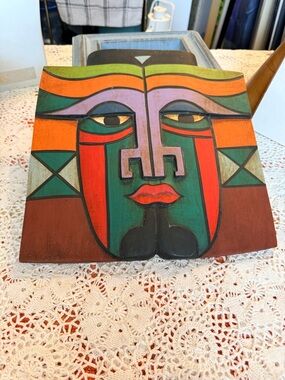 1980 Laurel Burch Tribal Mask Wall Hanging